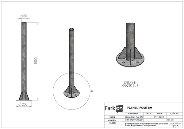 POLE FLANŞLI 1m